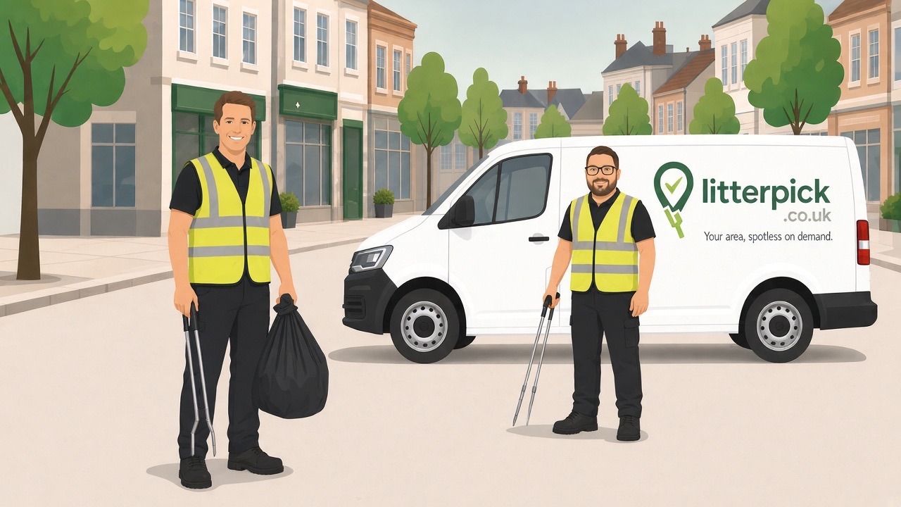 Litter Pick — workers and van on street (hero preview).